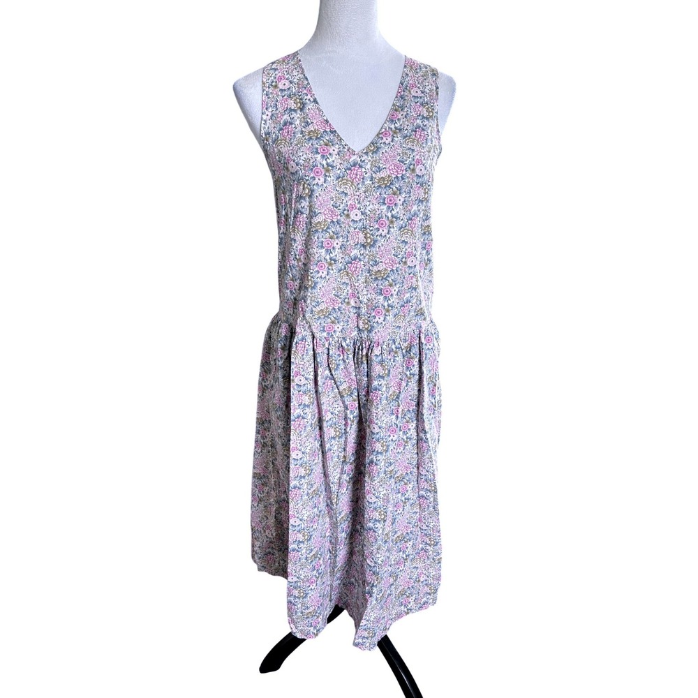 VTG Ann Taylor Dress Women S Cottagecore Floral Cotton Sleeveless Drop Waist